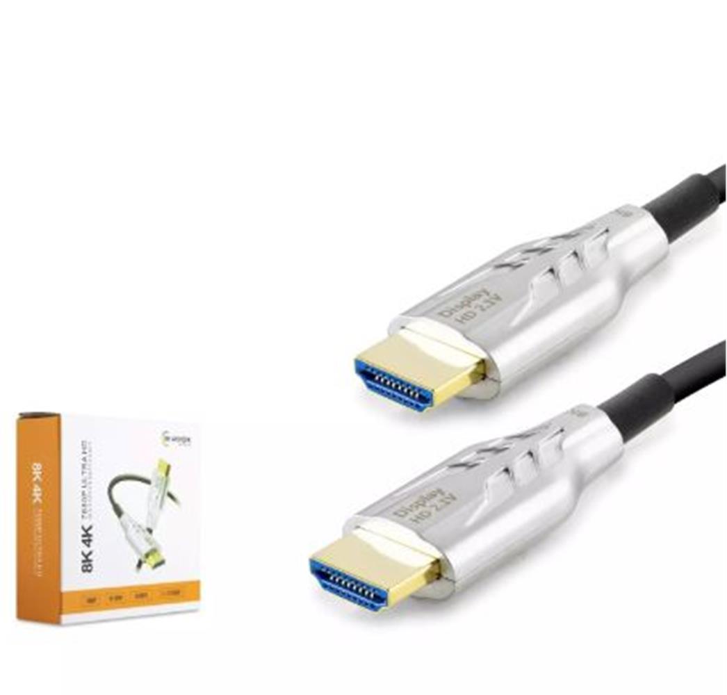 Hadron HDX2049 Hdmi Kablo Pvc 8K 60Hz 2.1V Optic OD8.0 20M Siyah