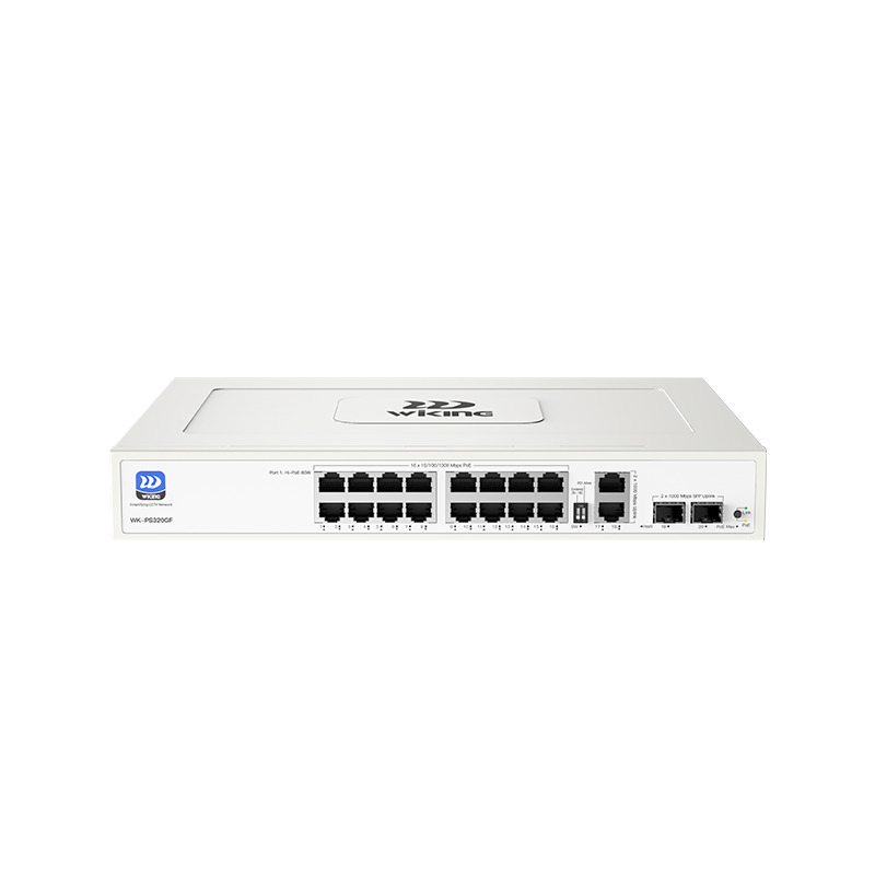 Wi-tek Wiking WK-PS320GF 16 Port 10/100/1000 16 Port Poe 2 Port Uplink +2 Sfp 195w Yönetilemez Rack Mount Switch