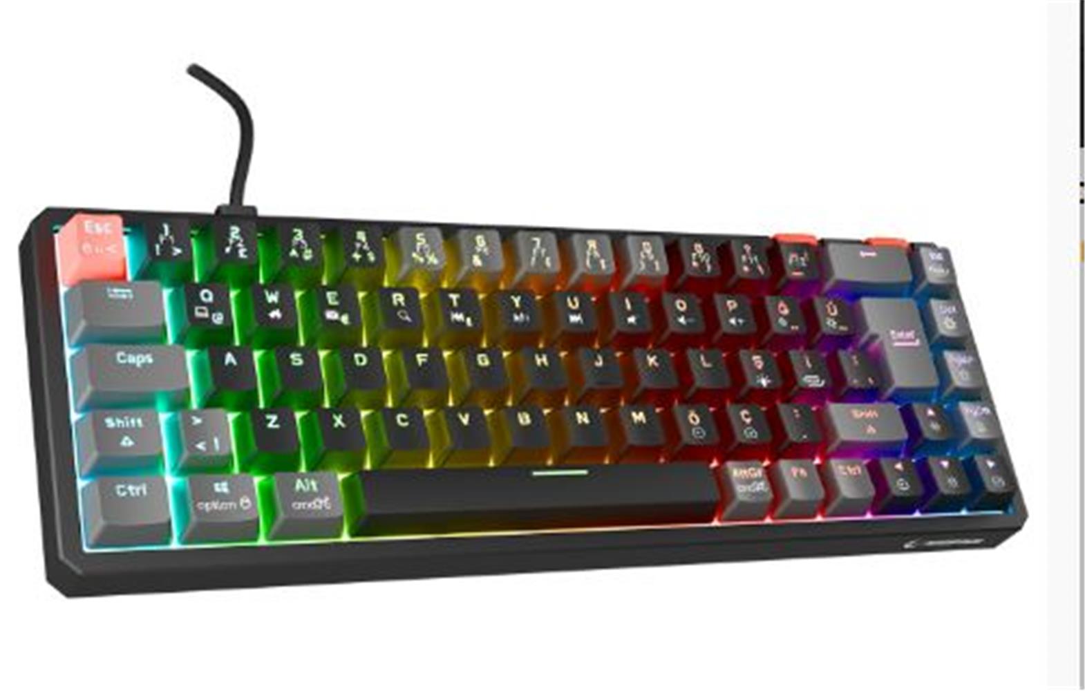 Rampage Yoru Mini Pro Siyah-Gri Bağlantı OUTEMU Red Swich Q Kablosuz Rgb Mekanik Oyuncu Klavyesi