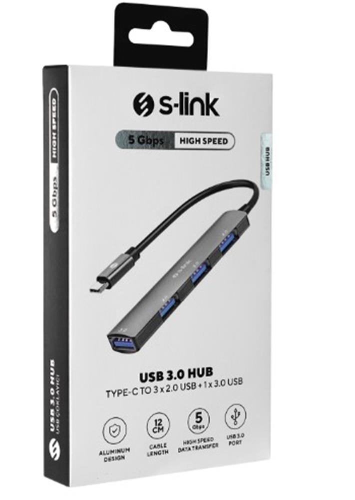 S-link SW-U324 3-USB2.0 1-USB3.0 Type-C Metal USB Hub