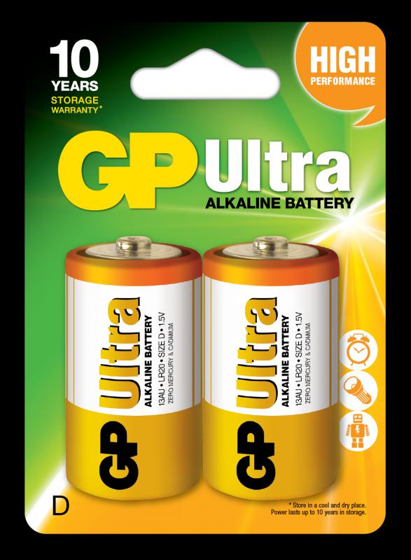 GP LR20 GP13AU-U2 Büyük Boy Ultra Alkalin Pil 2’li Paket D Boy