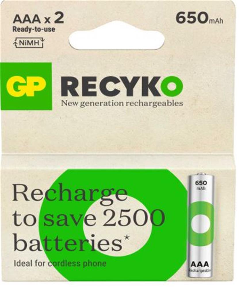 GP AAA 650 mAh Şarjlı İnce Kalem Pil 2’li Paket GP65AAAHCHP-BU2
