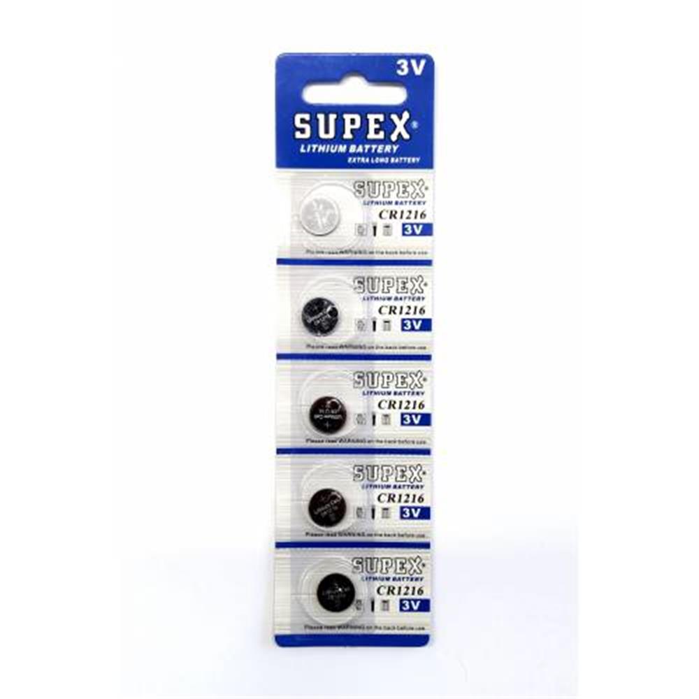 Supex CR1216-C5 3V Lityum Düğme Pil 5’li Paket