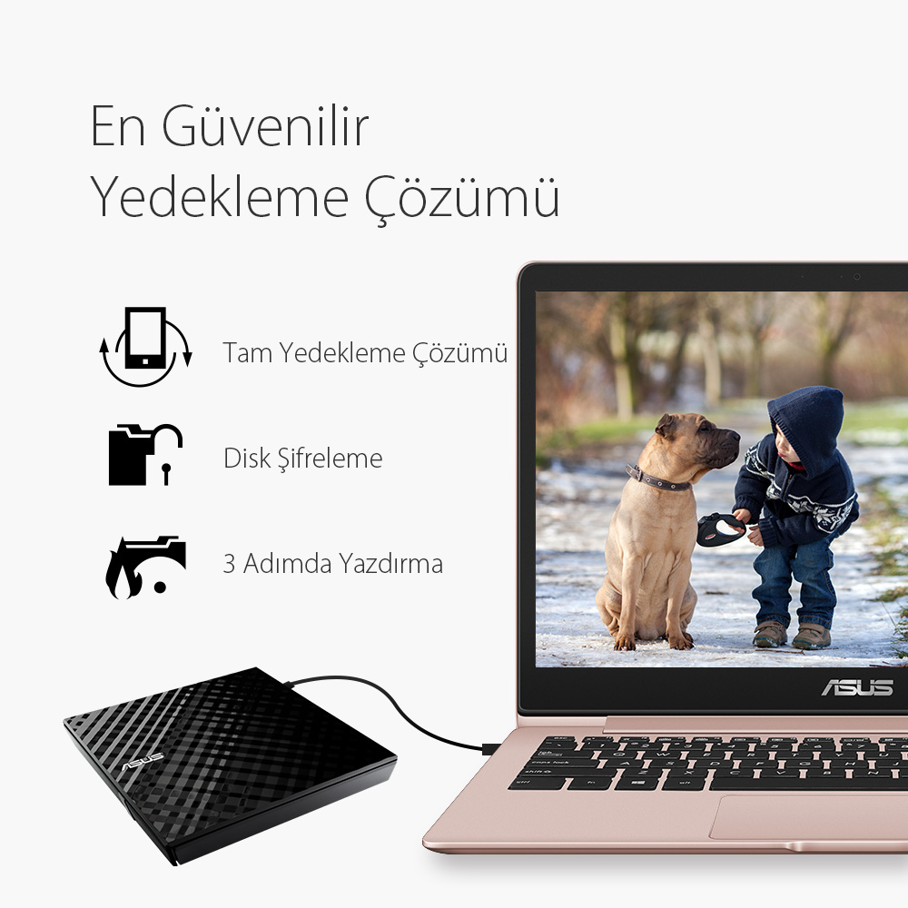 Asus SDRW-08D2S-U 24x Okuma/8x Yazma Usb Slim Dvd-Rw Si̇yah