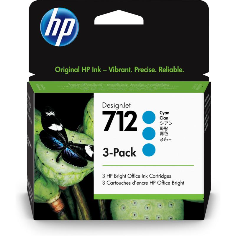 Hp 3ED77A 712 Cyan Mavi 29ML 3Lü Paket Plotter Kartuşu