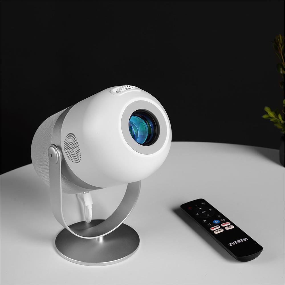 Everest PJ09 Beyaz Mini Taşınabilir 1280-720P 4500 Lüm 150 ANSIL Android 9.0 Ekran Yansıtma HD Projeksiyon