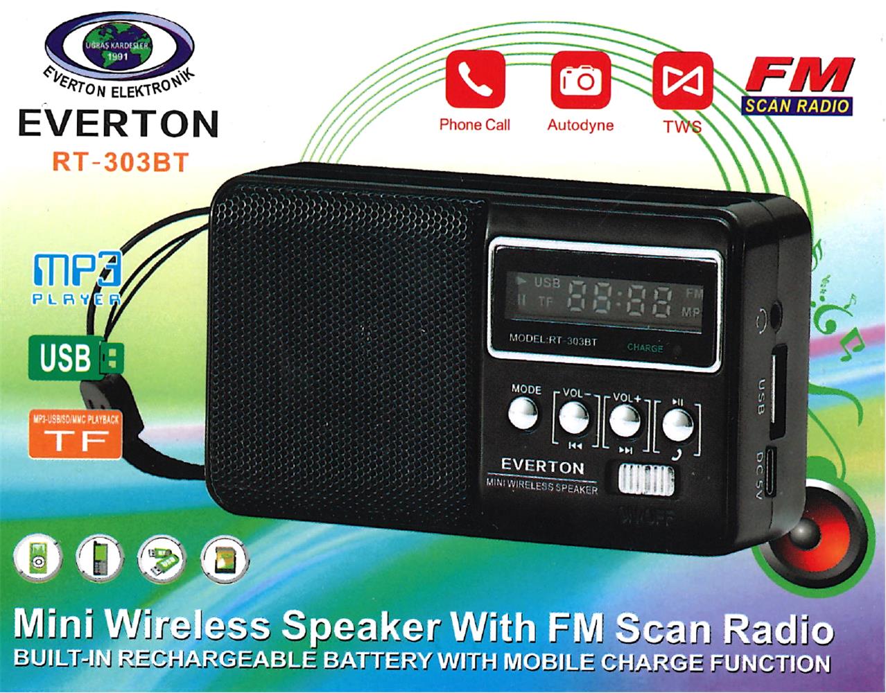 Everton Rt-303 Bt Fm-Usb-Tf Şarjlı Dijital Göstergeli Radyo