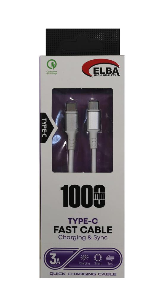 Elba Elb120-1 120w Type-c To Type-c 1Mt Siyah Örgülü Şarj Kablosu