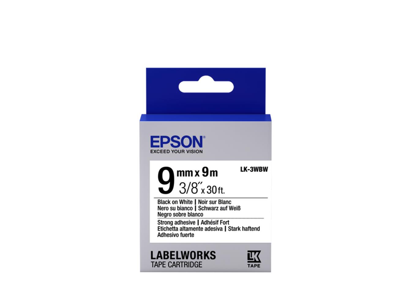 Epson LK-3WBW Strong Siyah Üzeri Beyaz 9mm 9 Metre Etiket