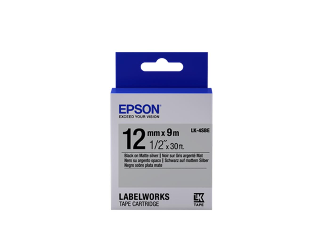 Epson LK-4SBE Siyah Üzeri Mat Silver 12mm 9Metre Etiket