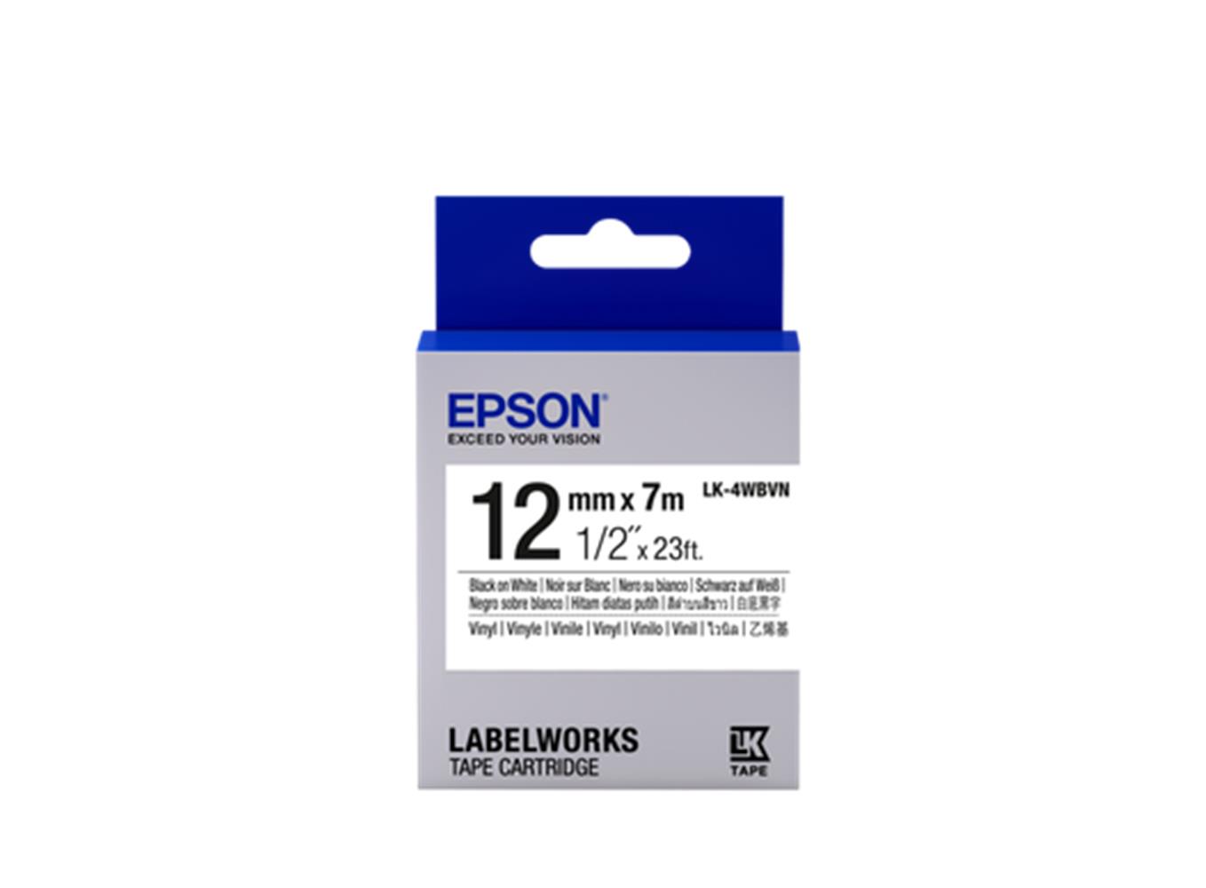 Epson LK-4WBVN Beyaz Üzeri Siyah 12MM 7Metre Etiket