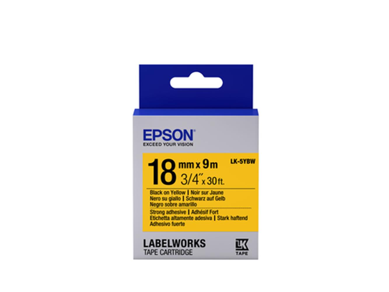 Epson LK-5YBW Strong Siyah Üzeri Sarı 18mm 1,5Metre Etiket