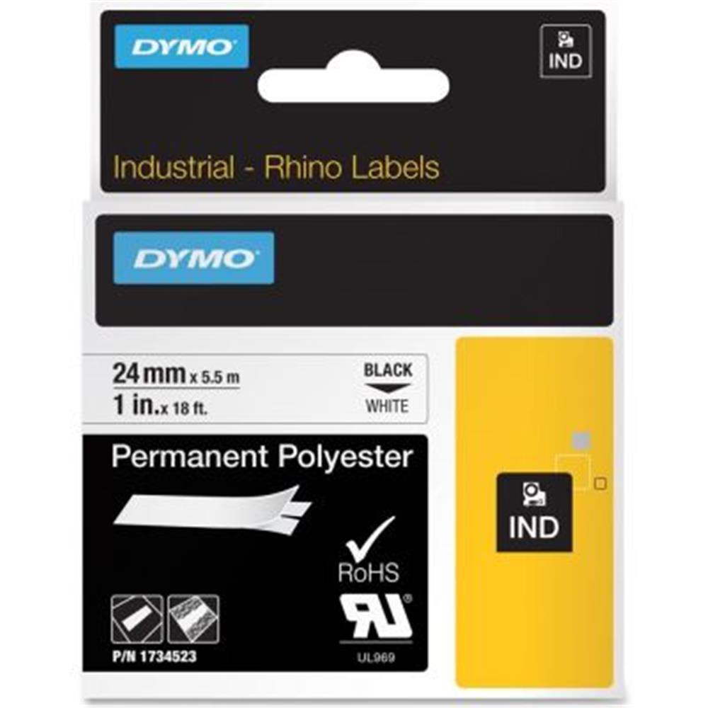 Dymo 18057 RhinoPRO Isıyla Küçülen Şerit 19mmx1,5m Beyaz-Siyah