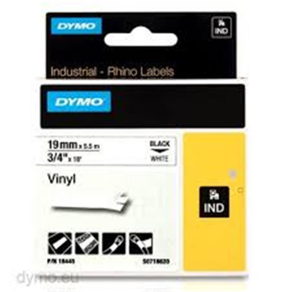 Dymo 18483 RhinoPRO Sabit Polyester Şerit 12mmx5,5m Beyaz-Siyah