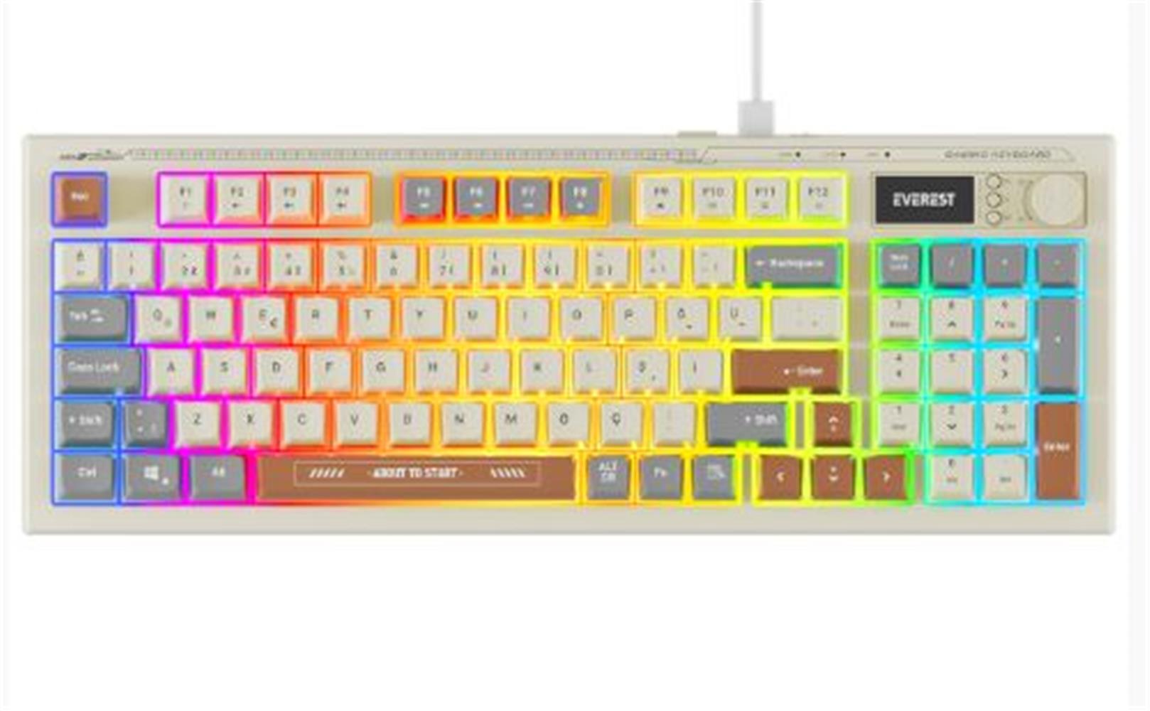 Everest KB-79 Silent Pro Gri-Gri Mavi-Kahve Sessiz Rgb Q Membrane Oyuncu Klavyesi