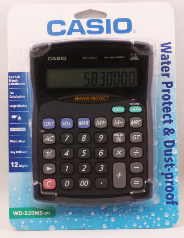 Casio%20WD-220MS-BU%2012%20Hane%20Suya-Toza%20Dayanıklı%20Masa%20Üstü%20Hesap%20Makinesi