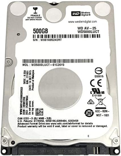 Wd 500Gb WD5000LUCT Sata3 5400Rpm 8MB 2.5’’ Slim HDD Notebook Harddisk