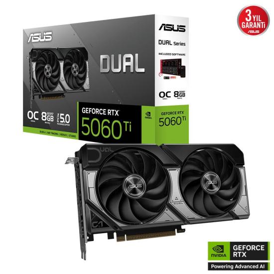 Asus RTX 5060Ti 8Gb DUAL-RTX5060TI-O8G Ekran Kartı