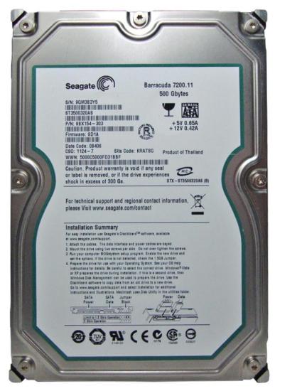 Seagate 500 GB ST3500320AS 32Mb Sata Harddisk