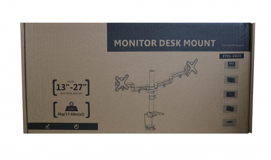 Mount-It Mı 13’’-27’’ Tv Monitör Askı Aparatı Lcd- Led Hareketli Amortisörlü Çift Kollu Masa Montajlı