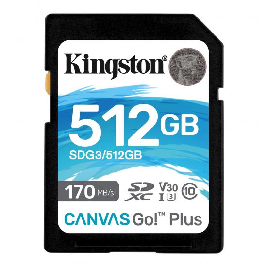 Kingston SDG3-512GB 512GB SDXC Canvas Go Plus 170R C10 UHS-I U3 V30 Hafıza Kartı