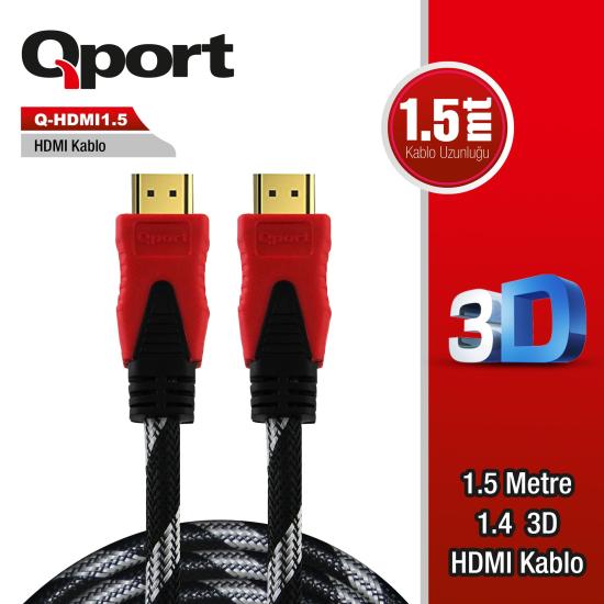 Qport Q-HDMI1.5 Hdmi Kablo 1.5MT Ver1.4 Altin Uçlu
