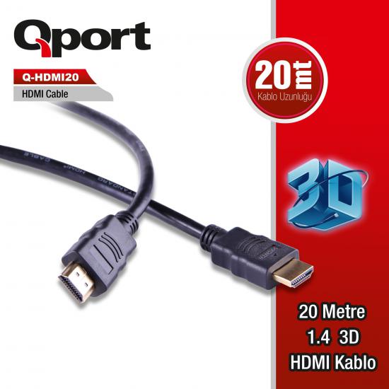 Qport Q-HDMI20 Hdmi Kablo 20MT Altin Uçlu 3D