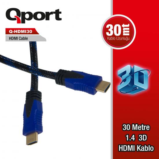 Qport Q-HDMI30 Hdmi Kablo 30MT Altin Uçlu 3D