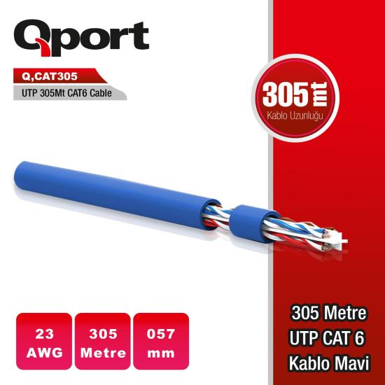 Qport Q-CAT6 305 MT UTP CAT6 Network Kablo