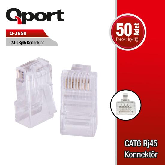 Qport Q-J650 CAT6 RJ45 Konnektör 50’Li