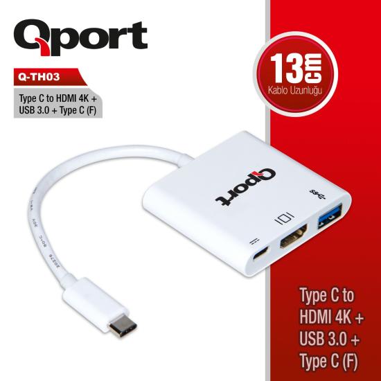 Qport Q-TH03 Type-C to Hdmi Usb Type-C Çevi̇ri̇ci̇