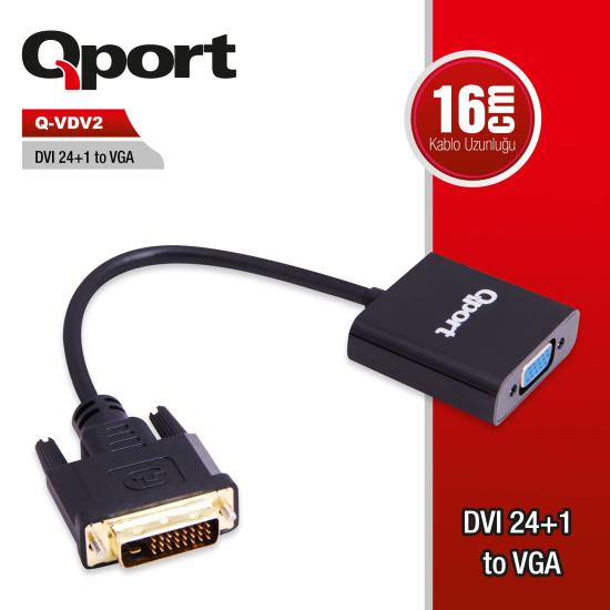 Qport Q-VDV2 DVI 24+1 To Vga Çevi̇ri̇ci̇