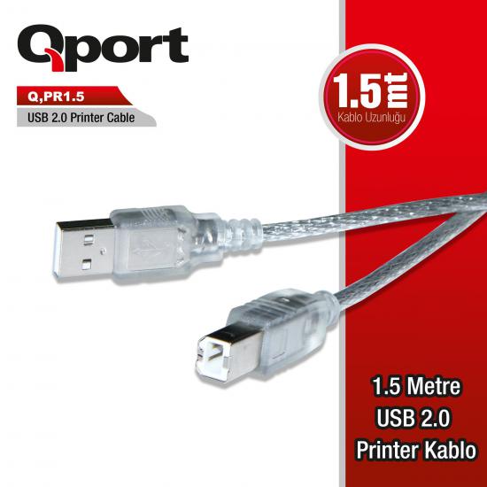QPORT Q-PR1.5 USB 2.0 YAZICI KABLOSU 1.5 MT
