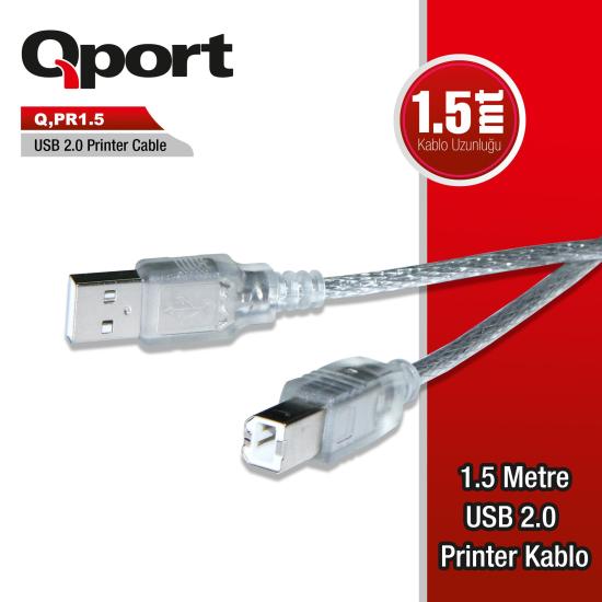 Qport Q-PR1.5 Usb 2.0 Yazıcı Kablosu 1.5 MT