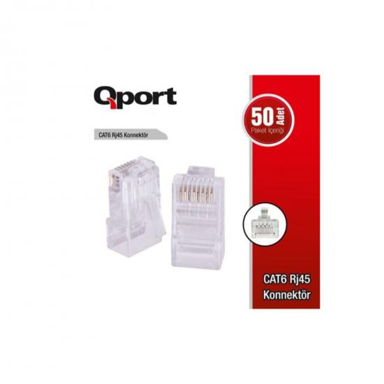 Qport Q-J600Y Ez-Plug CAT6 RJ45 Konnektör 50’li̇