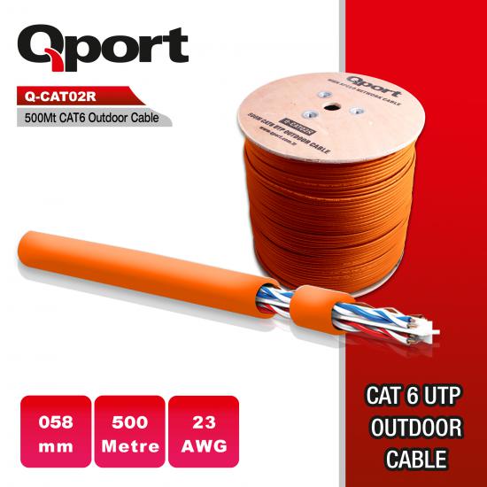 Qport Q-CATO2R 500mt UTP cat6 Outdoor Kablo