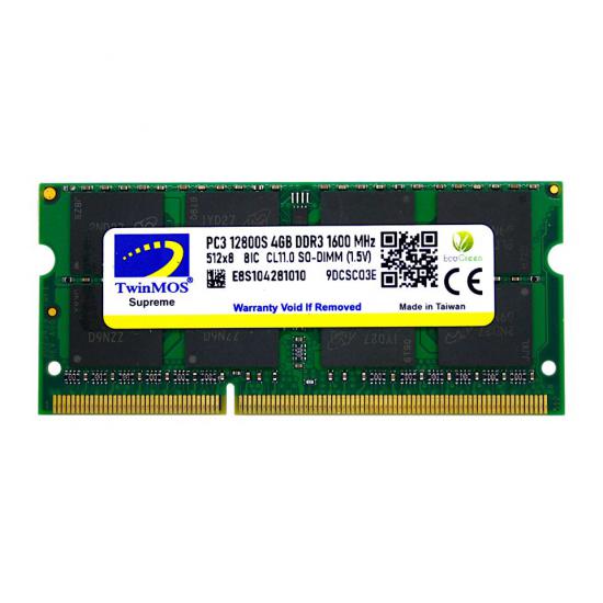 TWINMOS 4GB 1600MHz DDR3 1.5v NOTEBOOK RAM MDD34GB1600N