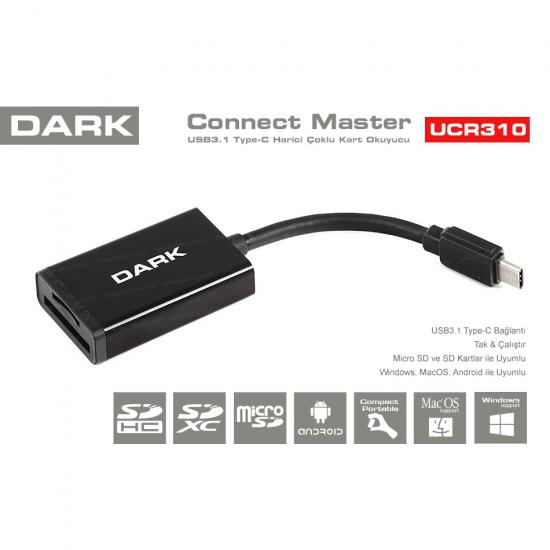 DARK DK-AC-UCR310 USB 3.1 TYPE-C ÇOKLU KART OKUYUCU