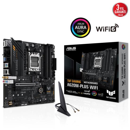 Asus Tuf Gaming A620M-PLUS Wifi 4xDdr5 AM5 Anakart