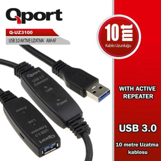 Qport Q-UZ3100 uzatma kablosu repeaterlı 10mt