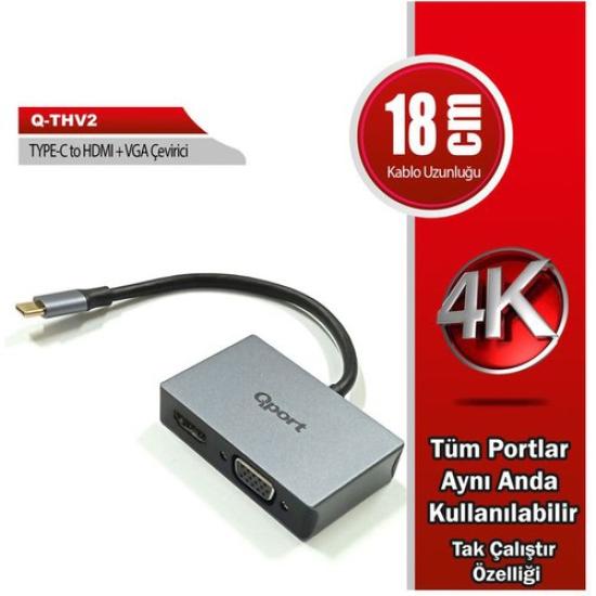 Qport Q-THV2 type-c to hdmi vga çevirici