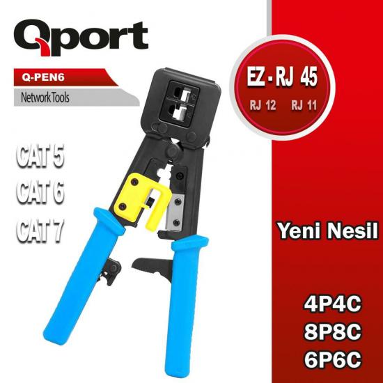 Qport Q-PEN6 Yeni nesil ez RJ45-RJ11-RJ12 pense