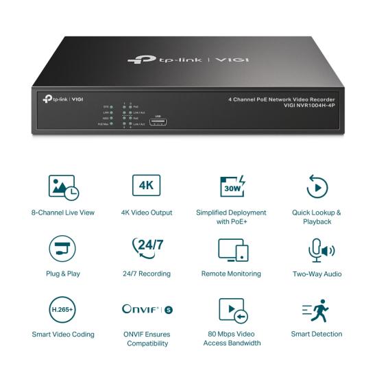 TP-LINK vigi NVR1004H-4P 4 Kanal Nvr kayıt cihazı