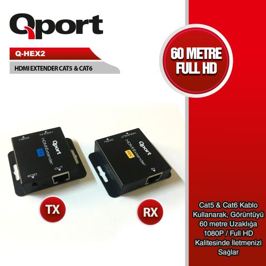 https://www.nedratek.com/Qport Q-HEX2 Cat5/Cat6 60mt Hdmi Extender