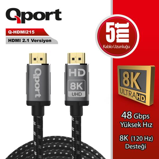 Qport Q-HDMI215 Hdmi Kablo 5mt 2.1v 8k