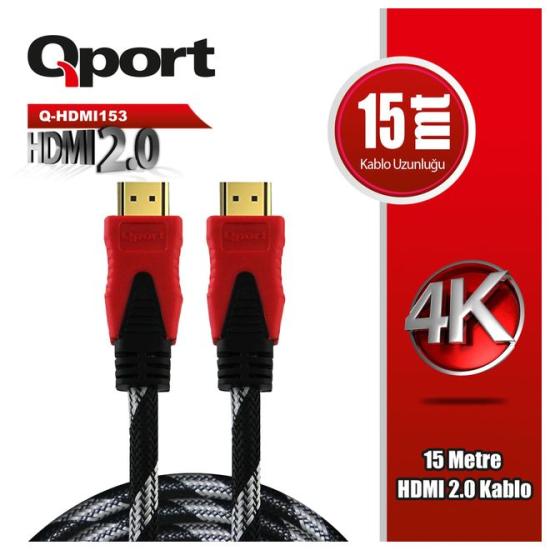 QPort Q-HDMI153 Hdmi Kablo 15MT Ver2.0 Altın Uçlu