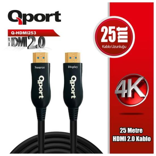 QPort Q-HDMI253 Hdmi Kablo 25MT Ver2.0 Altın Uçlu
