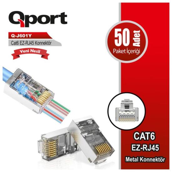 QPort Q-J601Y Cat6 Metal Yeni Nesil Konnektör
