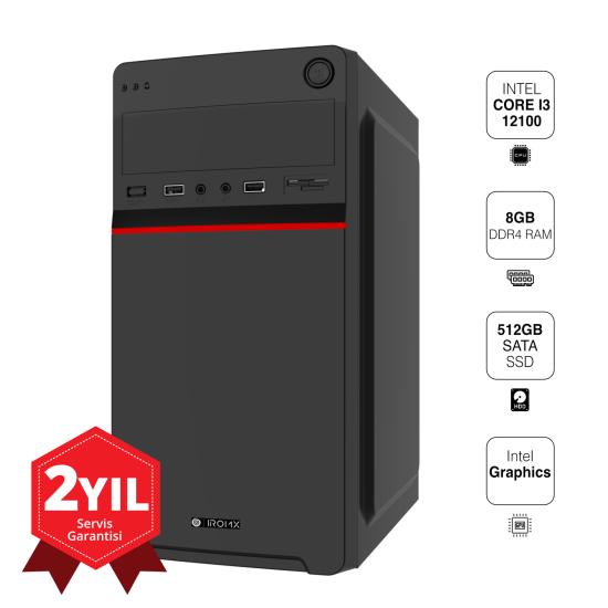 Iromx IRB25-303 i3-12100 8Gb 512Gb Ssd Masaüstü Pc