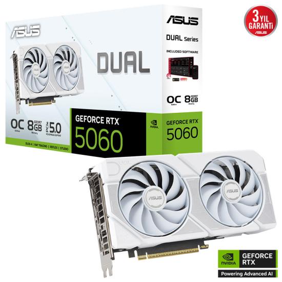 Asus DUAL-RTX5060-O8G-WHITE RTX5060 Ekran Kartı